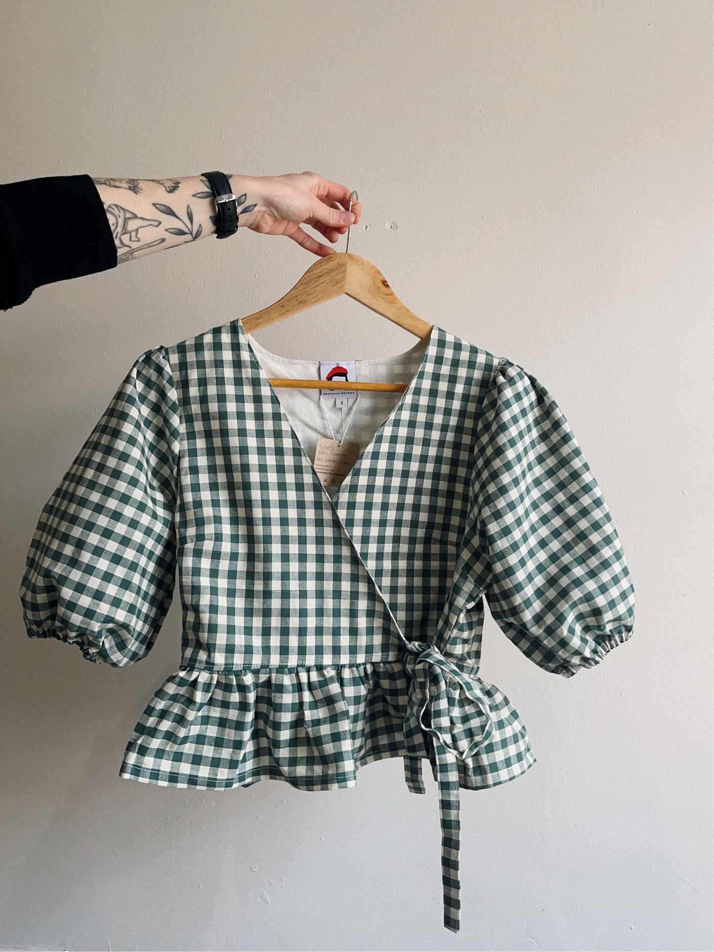 *Limited Edition* Heather Wrap Blouse in Red Gingham Deadstock Cotton