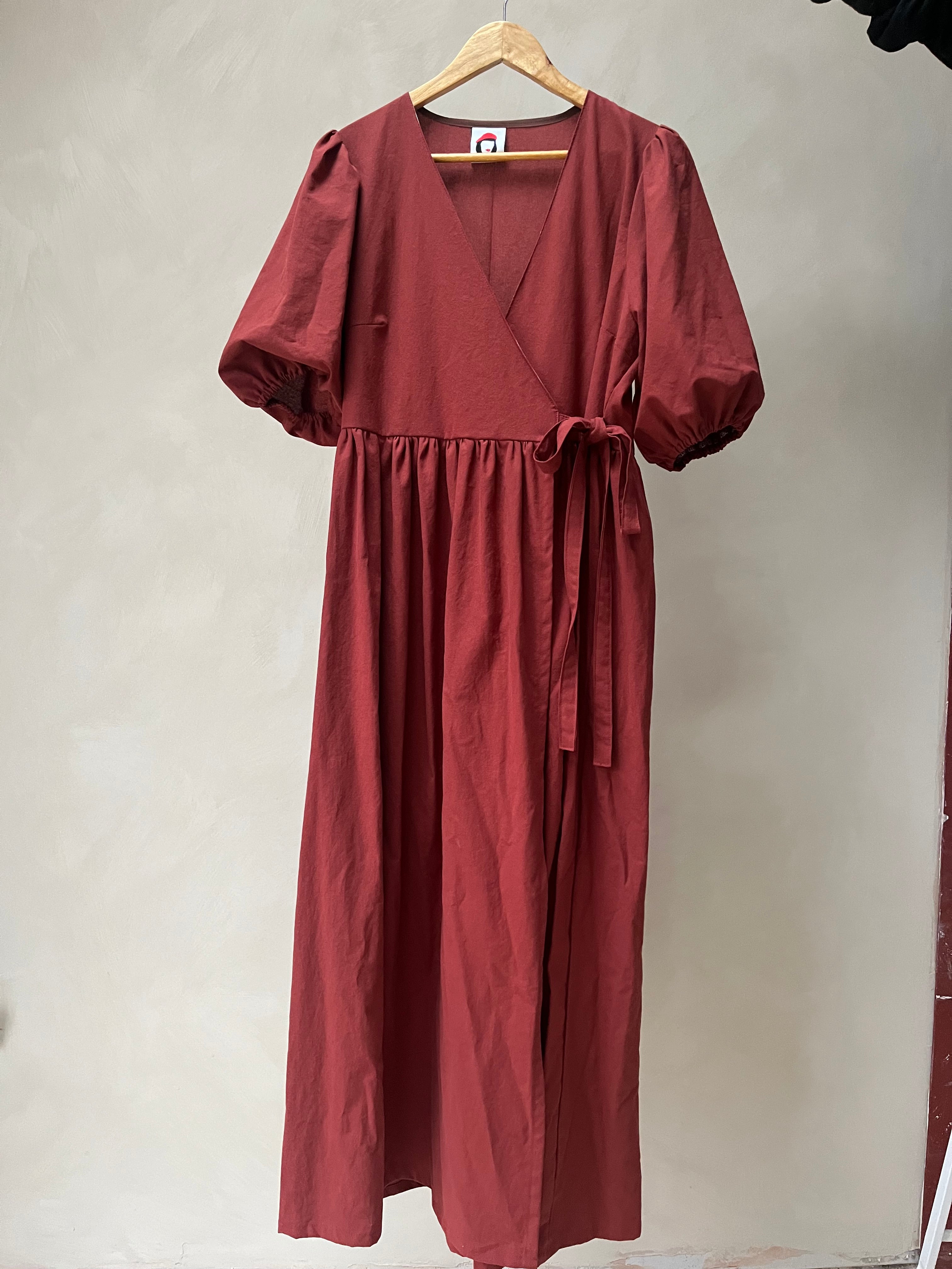 Sample - Red Sandalwood Heather Wrap Midi Dress Size M