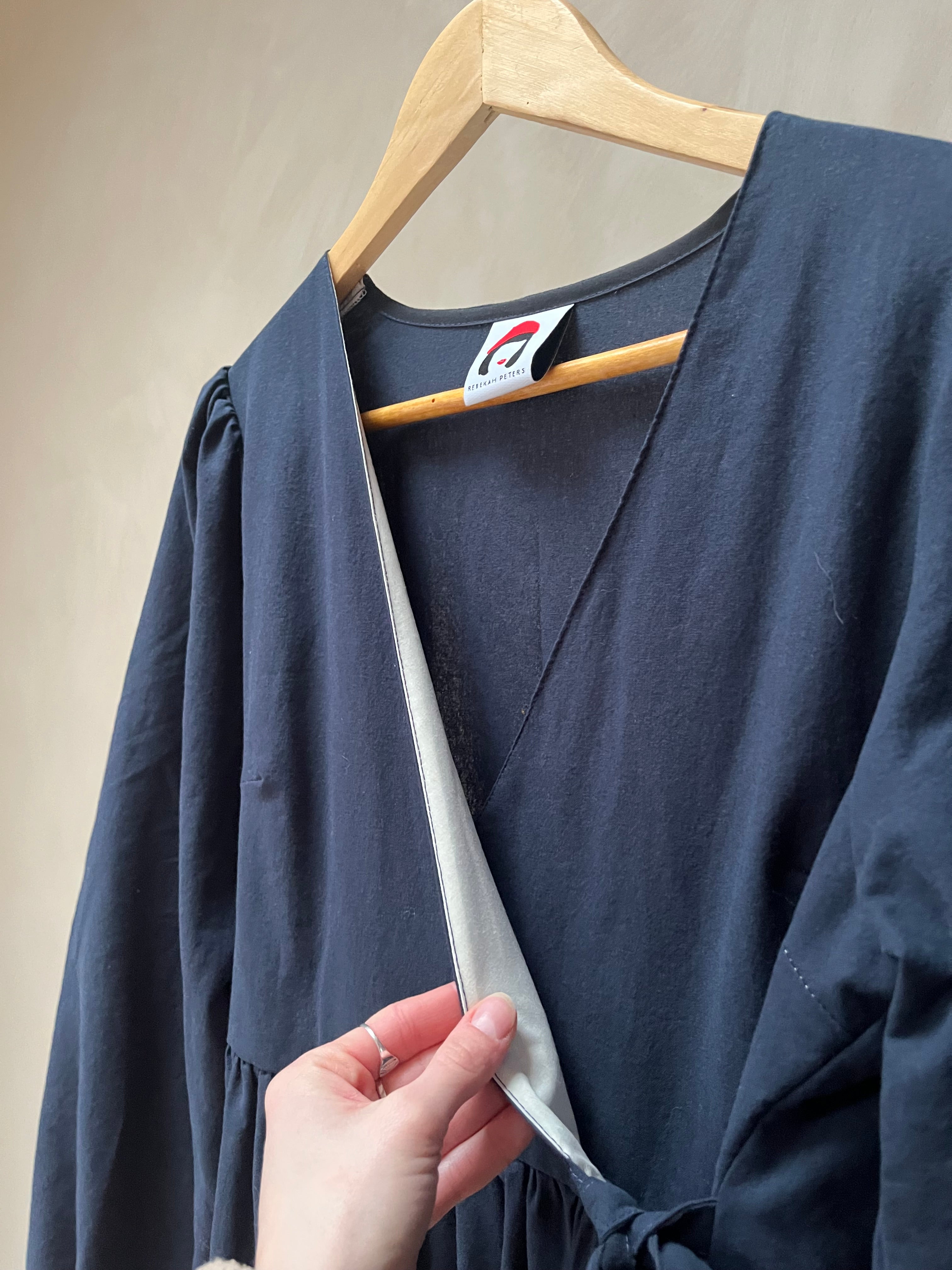 Sample - Navy Blue Heather Wrap Midi Dress Size S