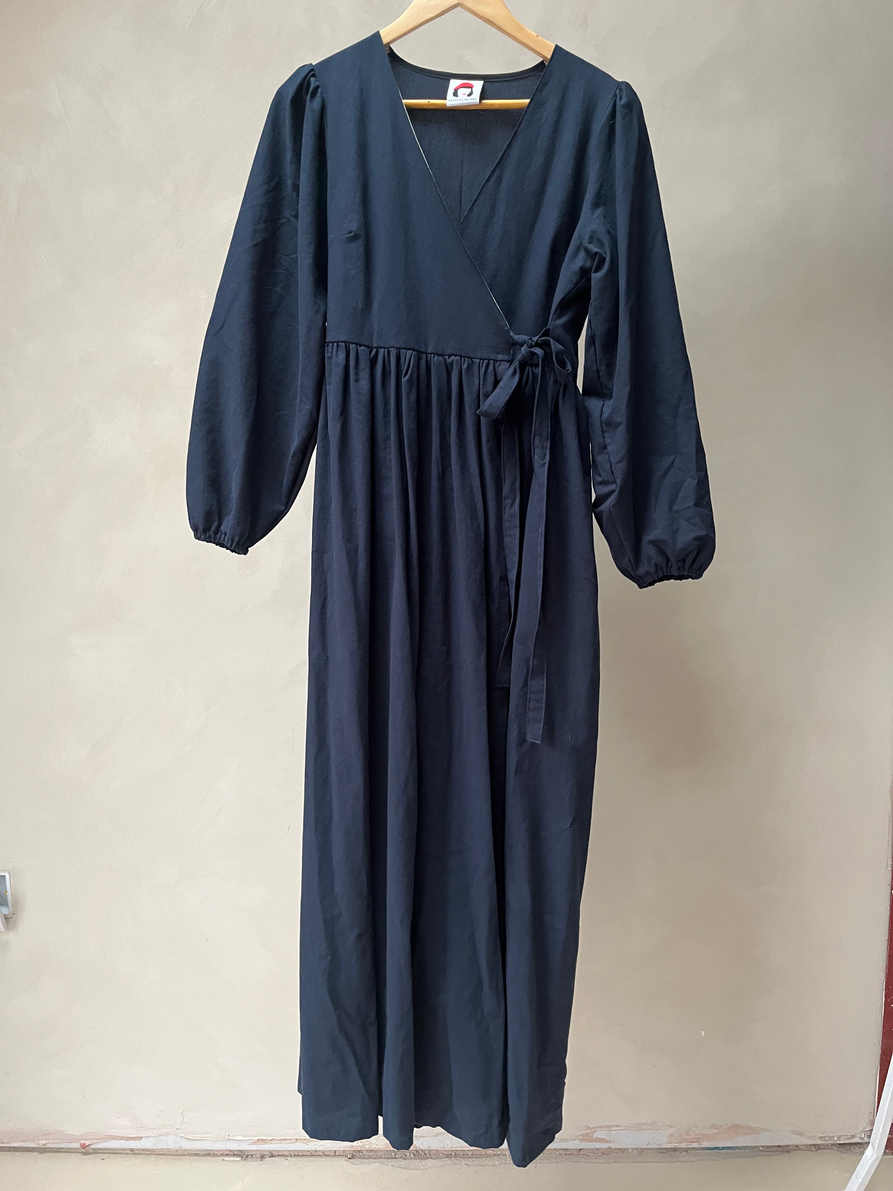 Sample - Navy Blue Heather Wrap Midi Dress Size S