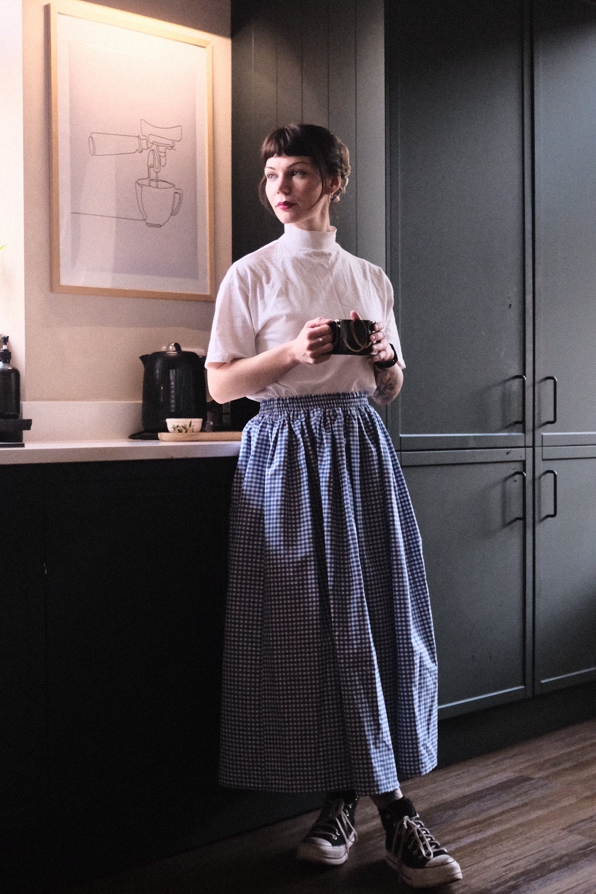 Ready to ship - The Bloom Skirt in Blue Gingham Size 8