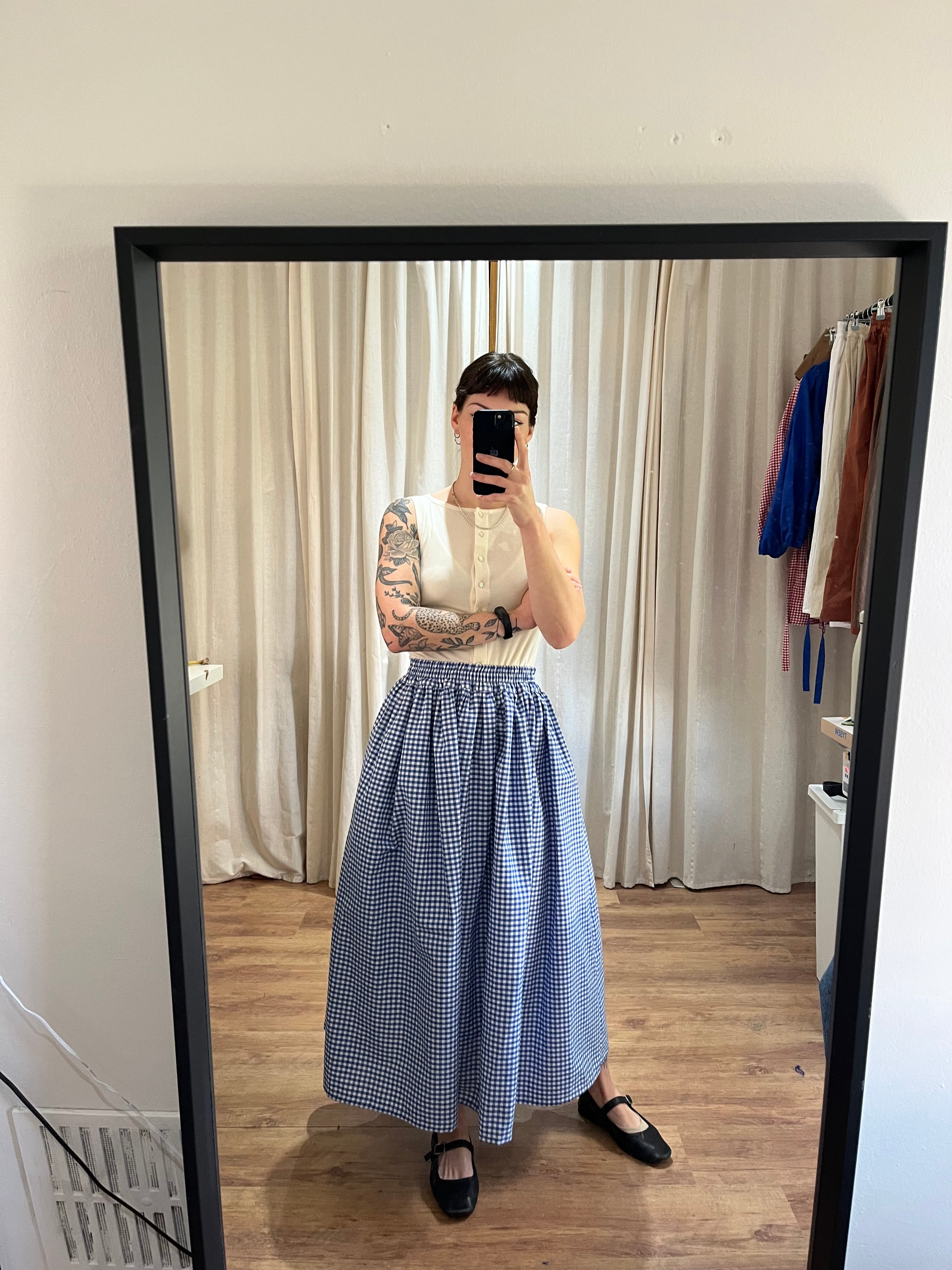 Ready to ship - The Bloom Skirt in Blue Gingham Size 8