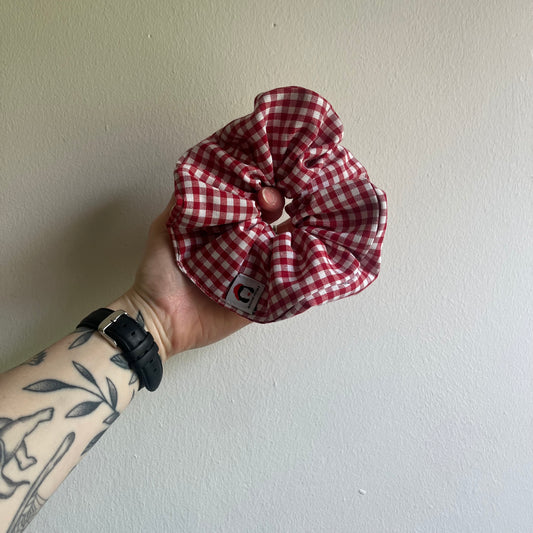 Handmade Red Gingham Hair Scrunchie