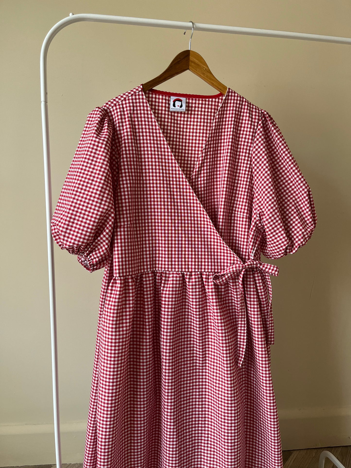 Handmade Heather Wrap Dress in Red Gingham Size XXL 22-24