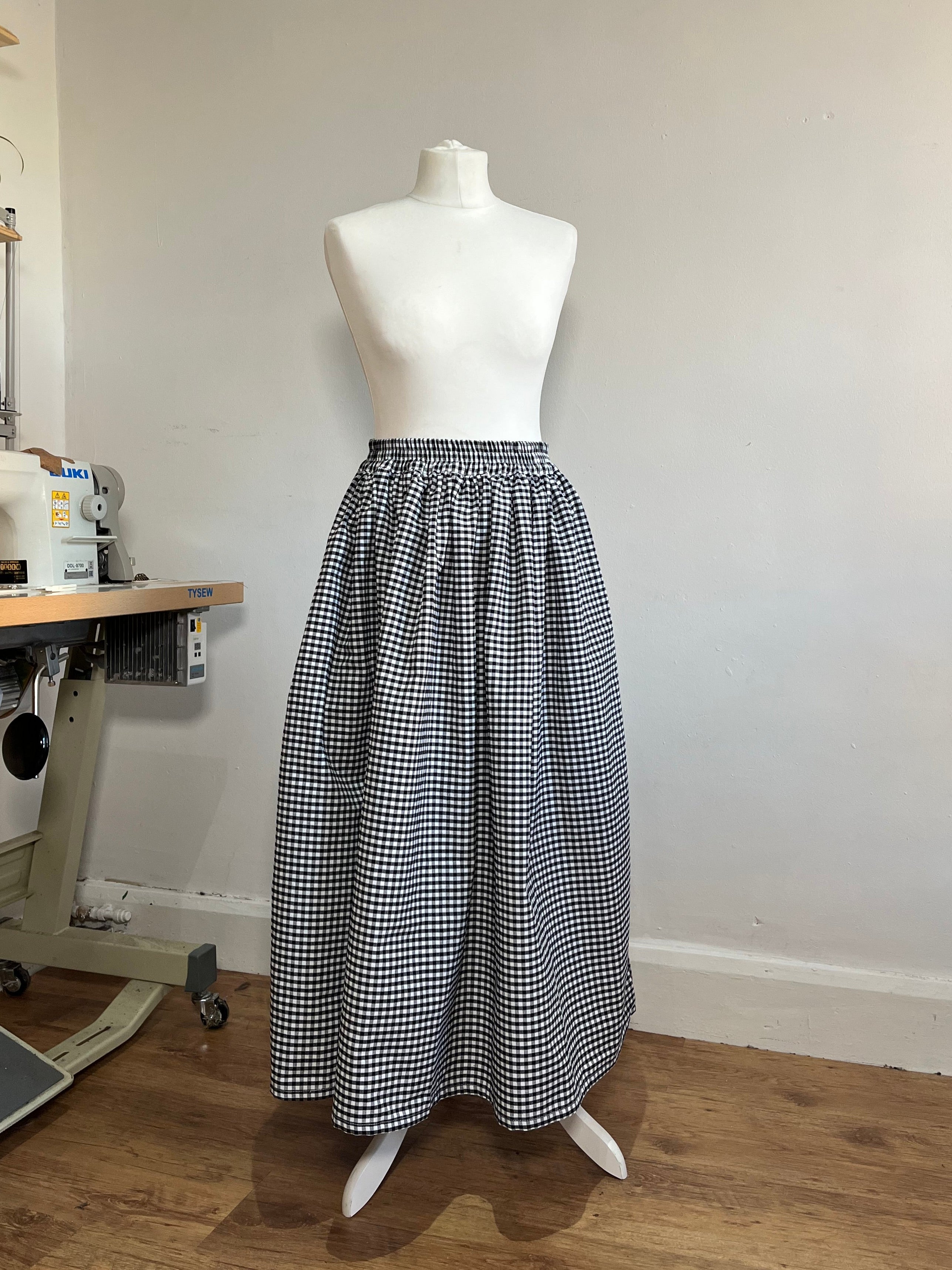 Ready to ship - The Bloom Skirt in Black Gingham Size 12