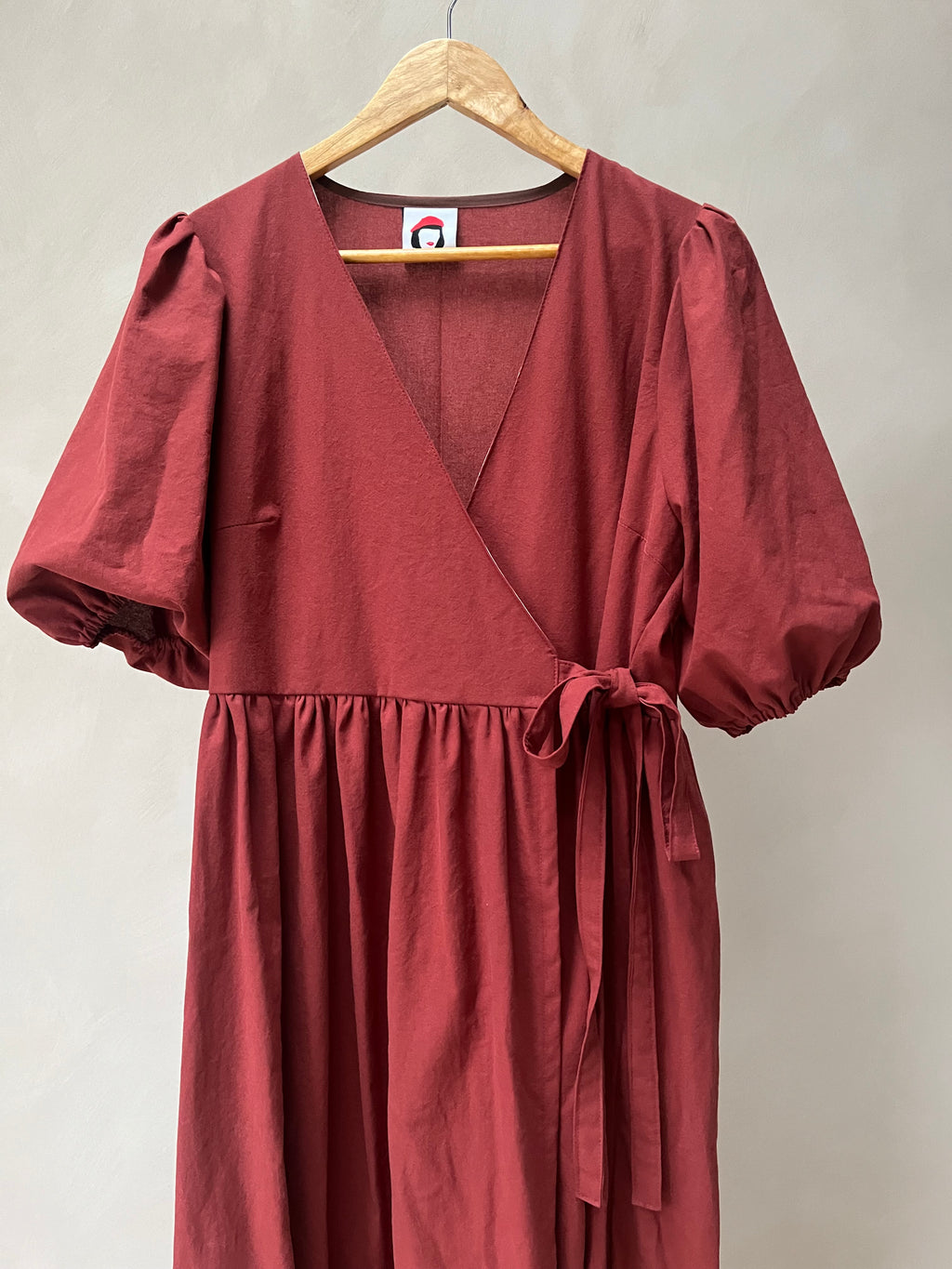 Sample - Red Sandalwood Heather Wrap Midi Dress Size M