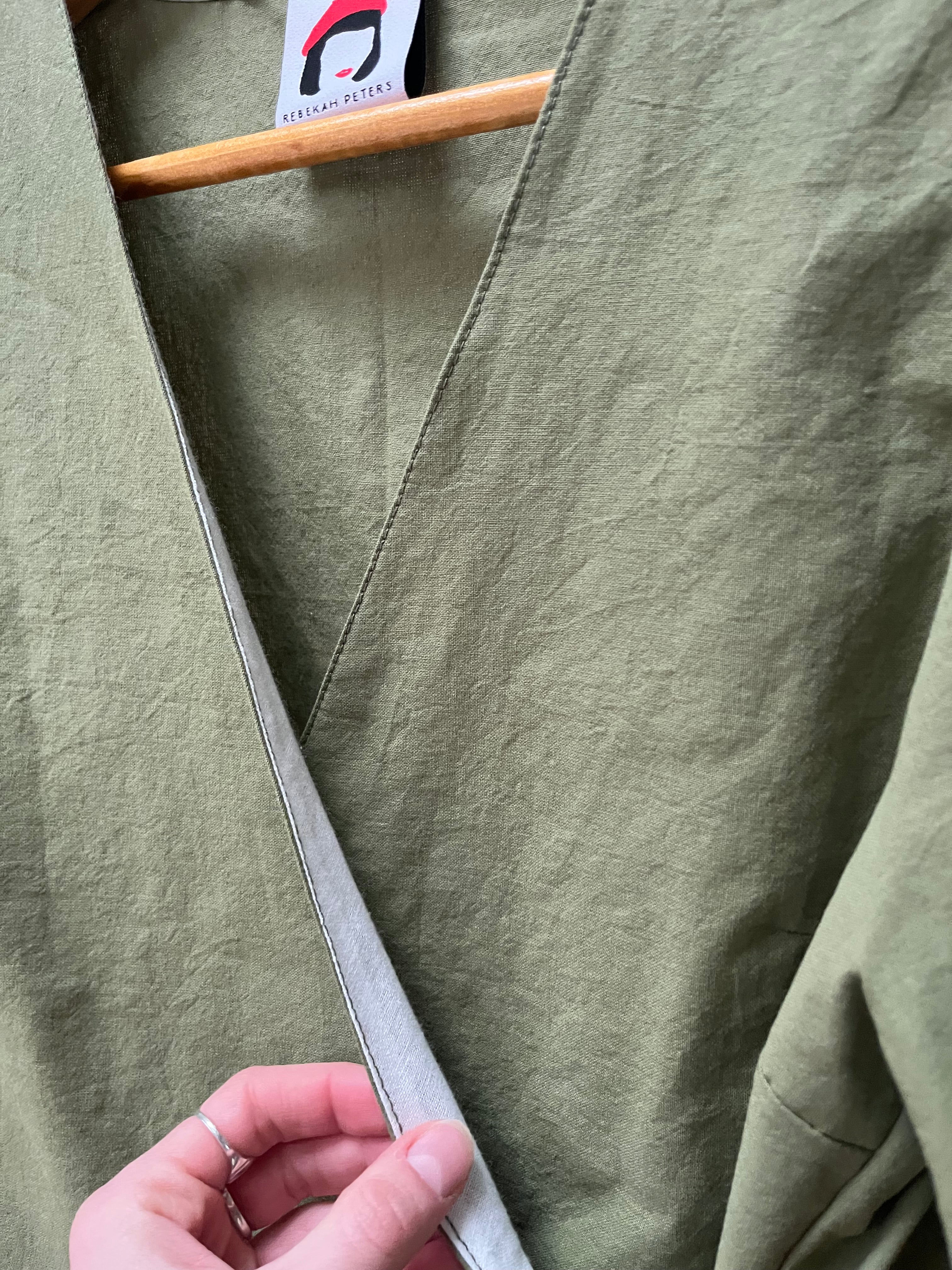 Sample - Olive Green Heather Wrap Blouse Size S