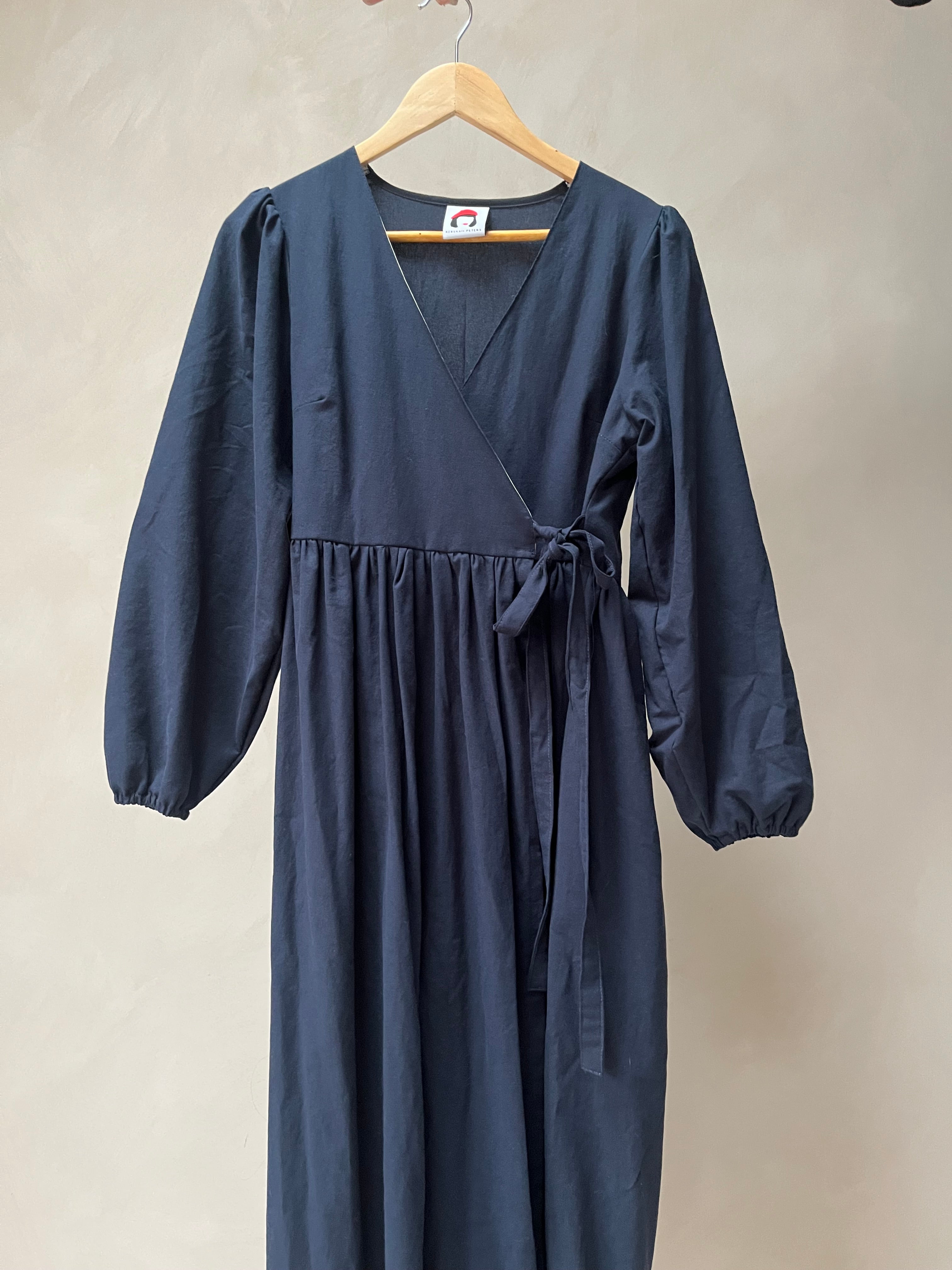 Sample - Navy Blue Heather Wrap Midi Dress Size S