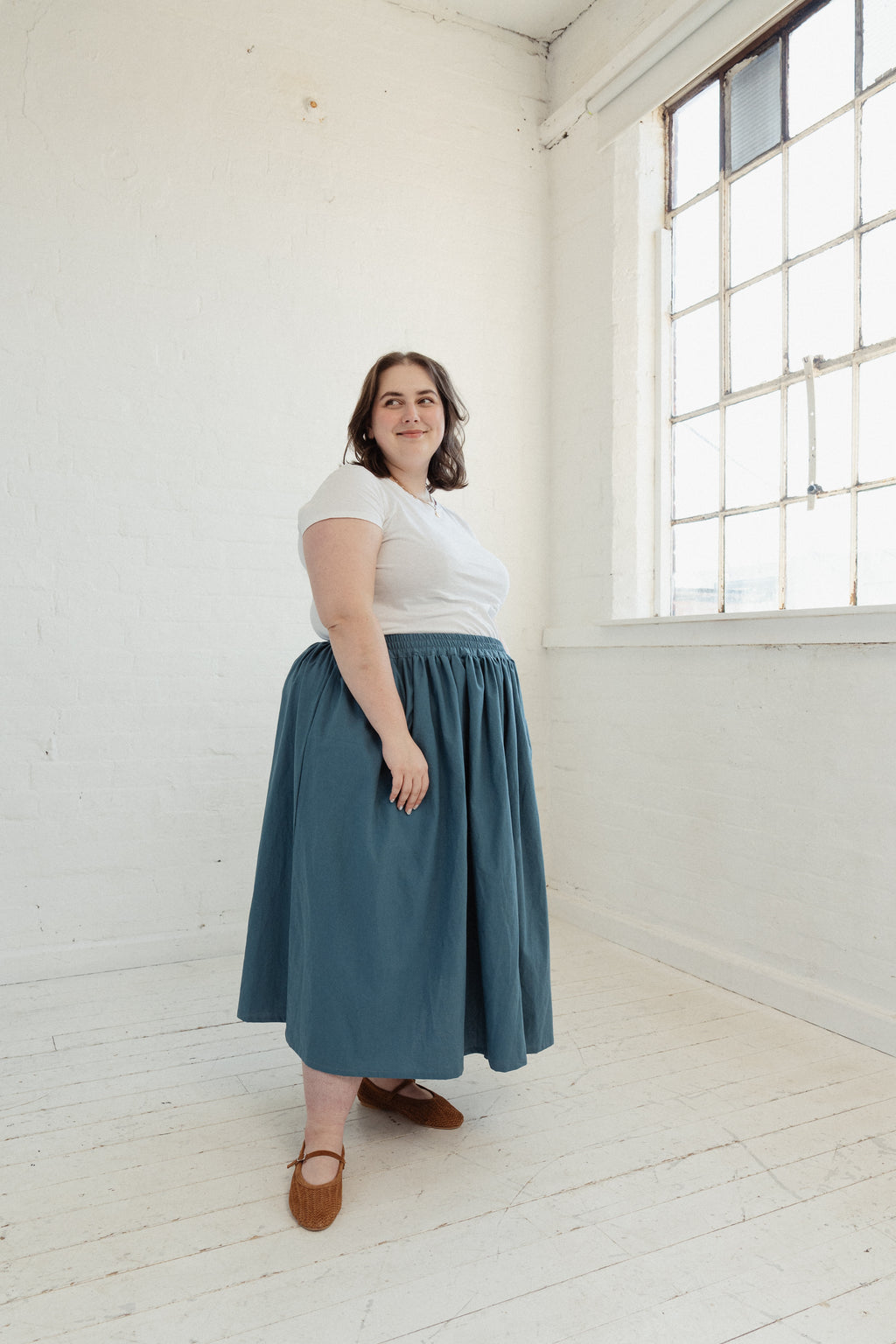 Ready to ship - The Bloom Skirt in Petrol Blue Size 20