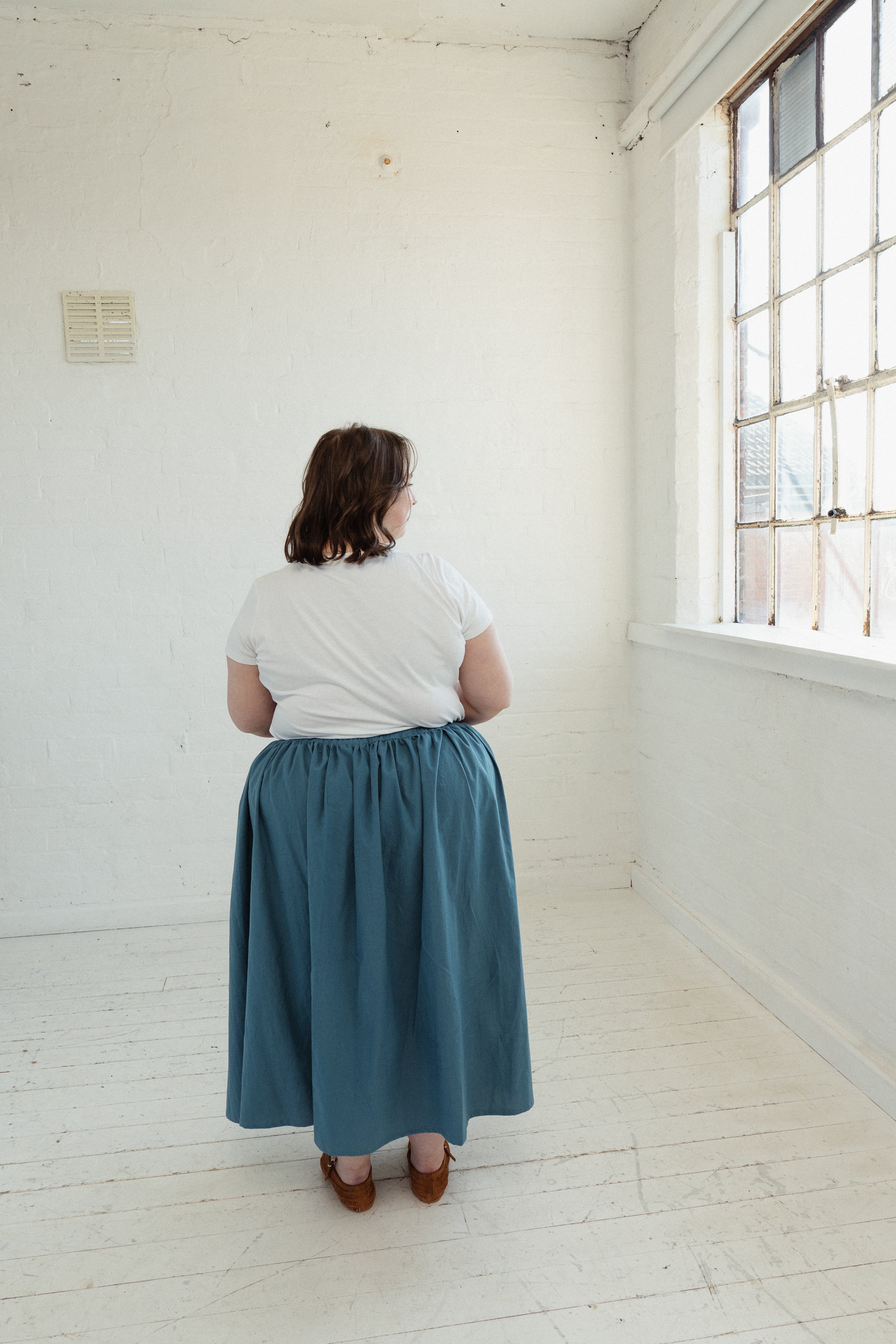 Ready to ship - The Bloom Skirt in Petrol Blue Size 20
