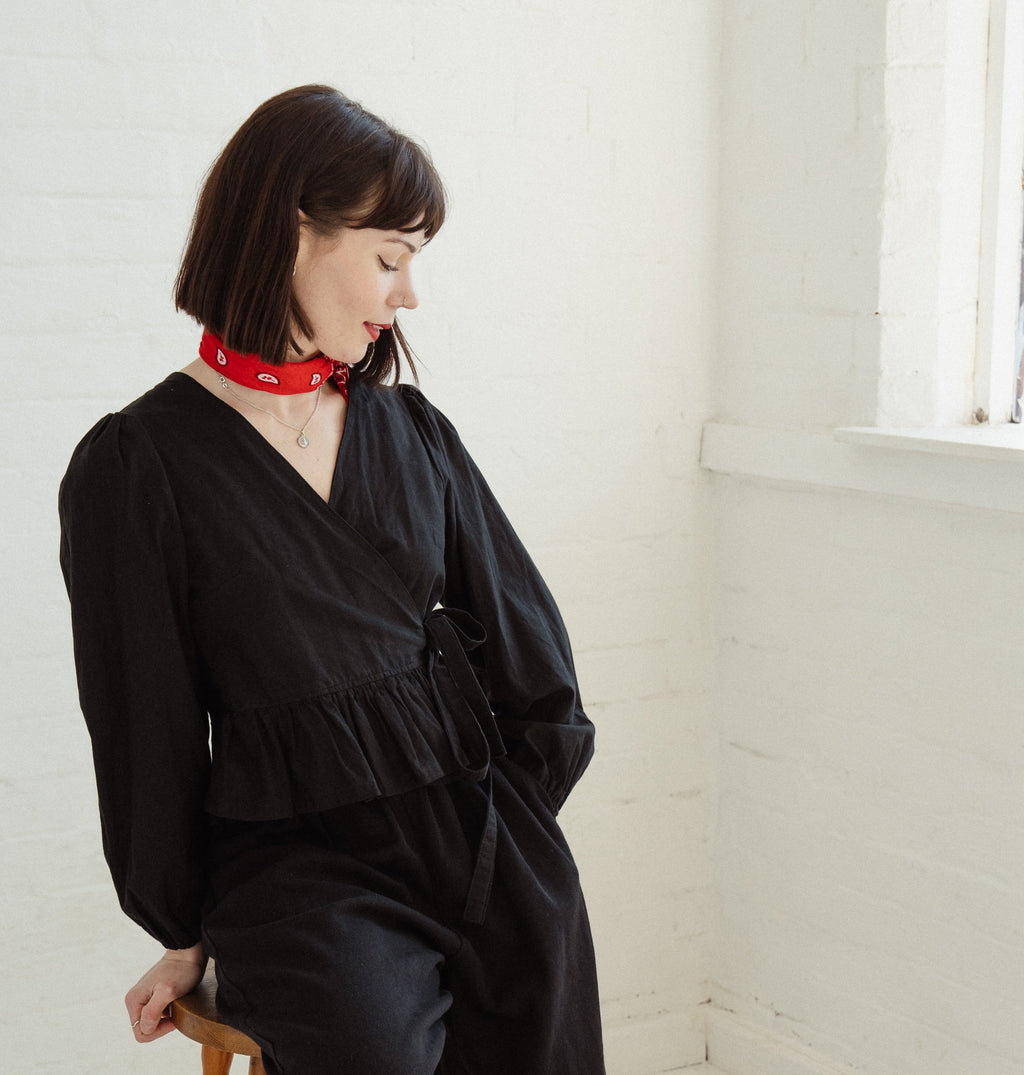 Made To Order - The Heather Wrap Blouse in Sustainable Cotton